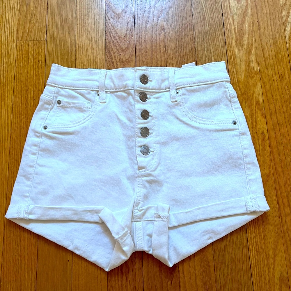 Ultra high waisted denim shorts
